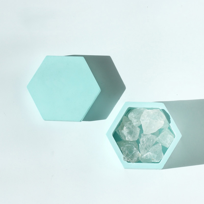 Hexagone forme boîte à bijoux béton Silicone moules géométrique gypse plâtre boîte de rangement moule ciment argile artisanat moule