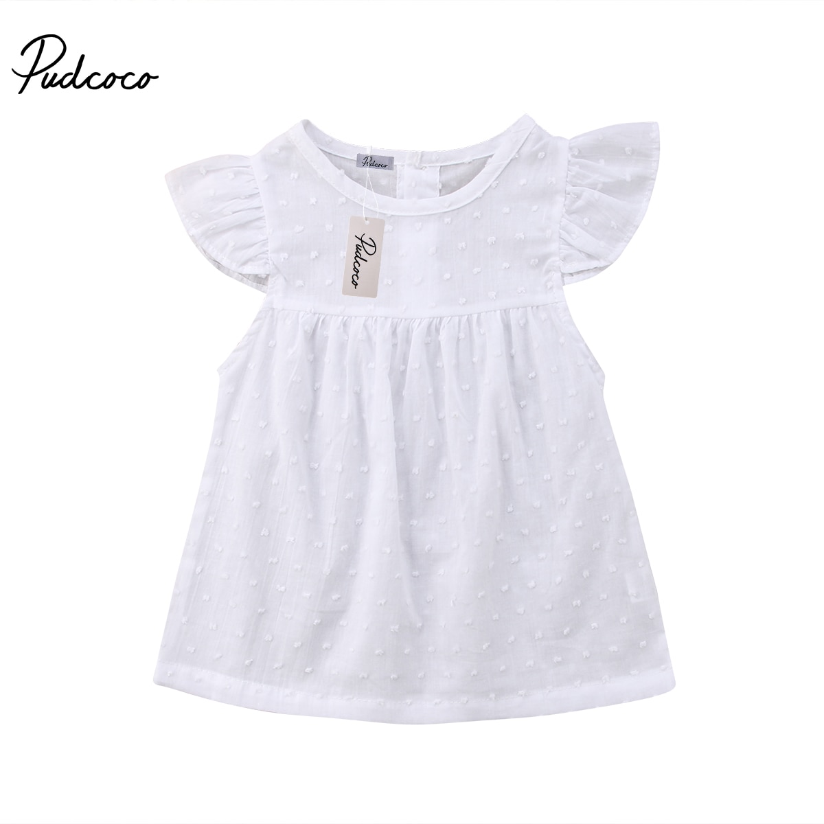 Nowe małe dziewczynki sukienka niemowlę dziewczynek mini letnie sukienki dzieci dziewczyna białe cętkowany Sundress sukienka ubrania