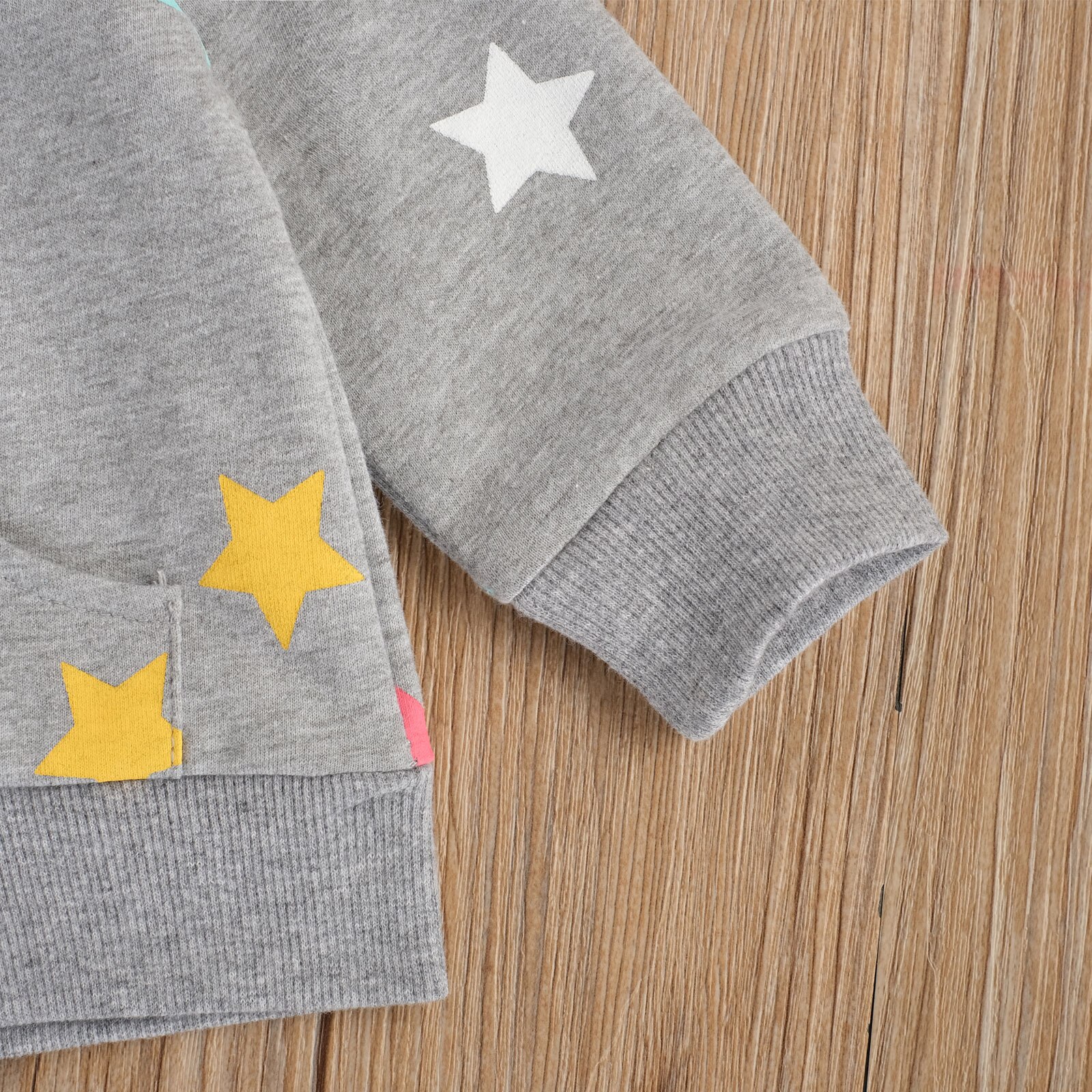 FOCUSNORM 0-24M Herbst Winter Baby Mädchen Jungen Mantel knapp Sterne Druck Langarm Reißverschluss Mit Kapuze Grau Jacke Spitzen