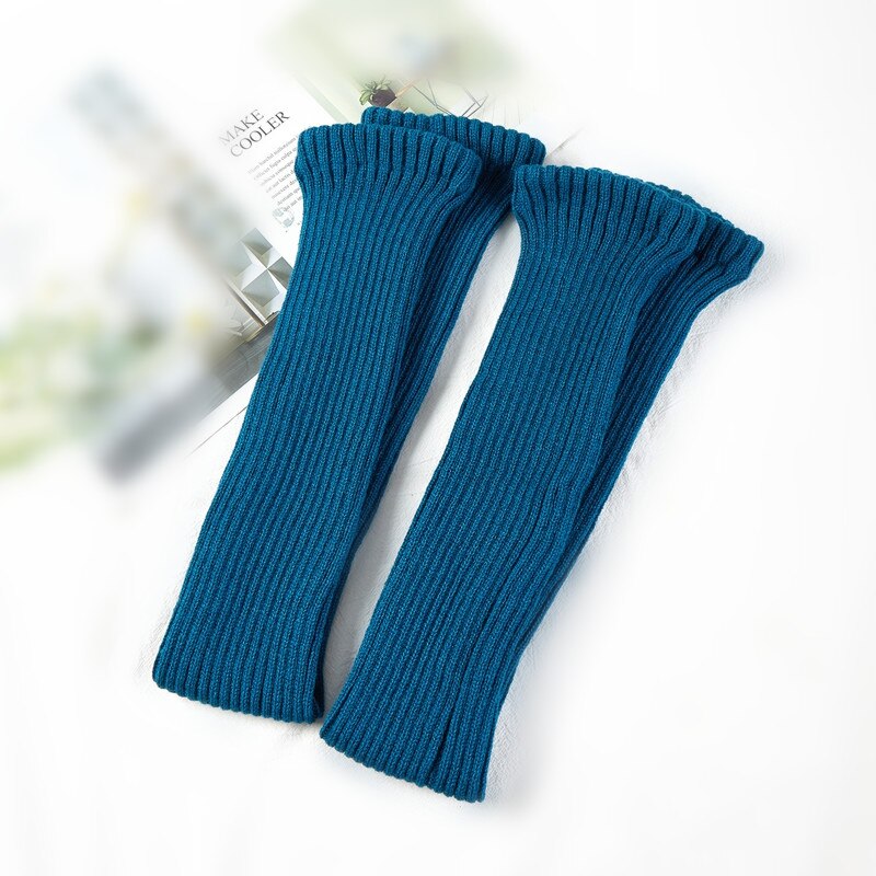 Chaussettes Tube longues en tricot pour femmes, chauffe-jambes, couleur unie, Simple, très élastique, pour l&#39;extérieur, hiver, , doux, ,: blue