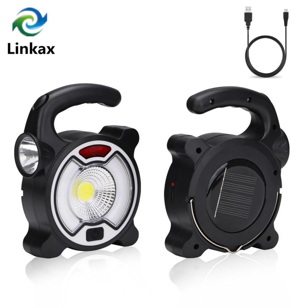 Solar Powered COB LED Floodlight Spotlight USB Charging Outdoor Waterproof Portable Flood lighting Camping Lantern Tent Light