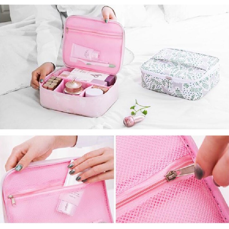 SAFEBET Brand Flamingo Women Cosmetic Bag Organizer Toiletry Kits Necessity Travel Big capacity Waterproof Portable Makeup Bag