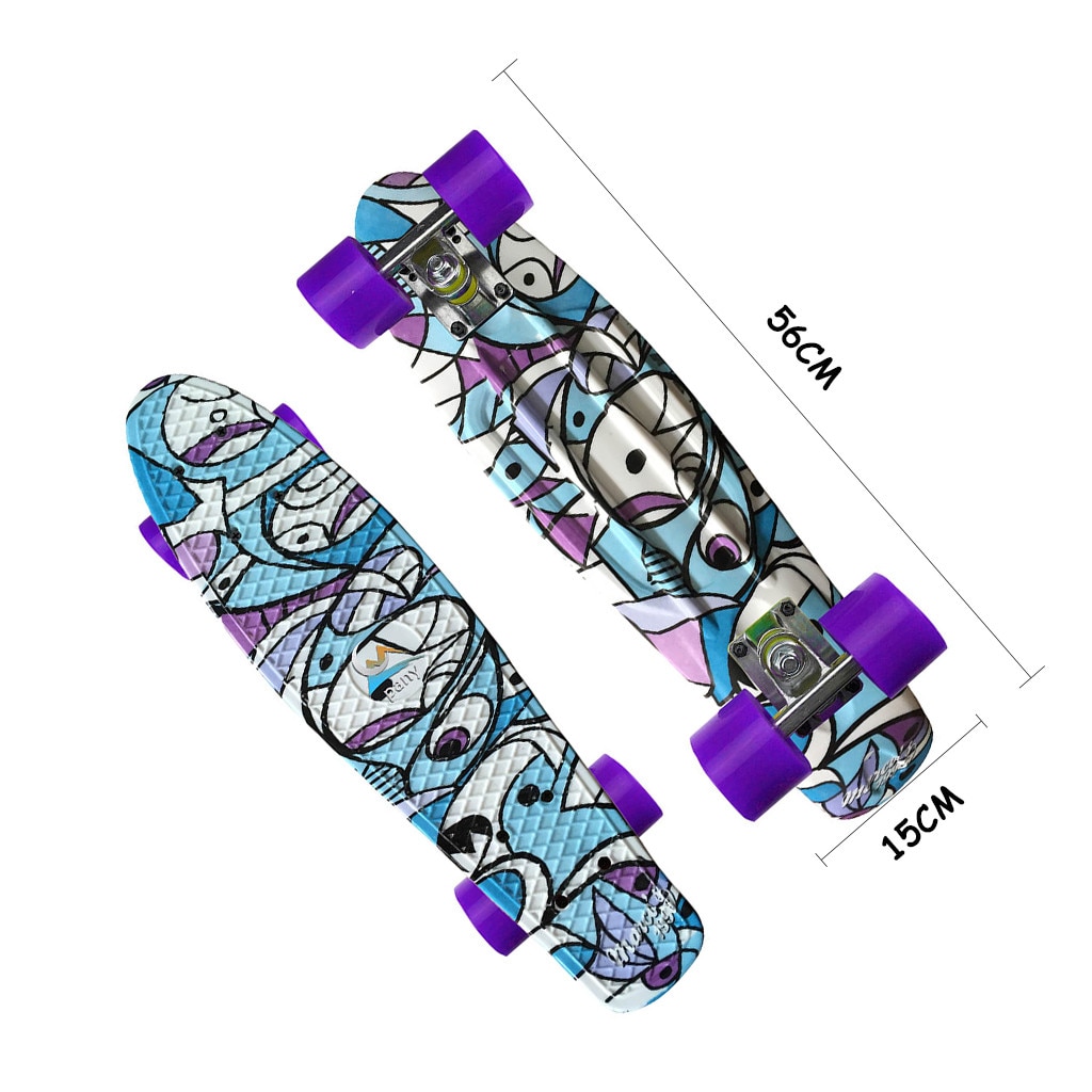 22 pouces quatre roues Mini Longboard couleur Pastel Skate Board skateboard 4 roues rétro Skateboard pour adultes adolescents enfants #0626G30