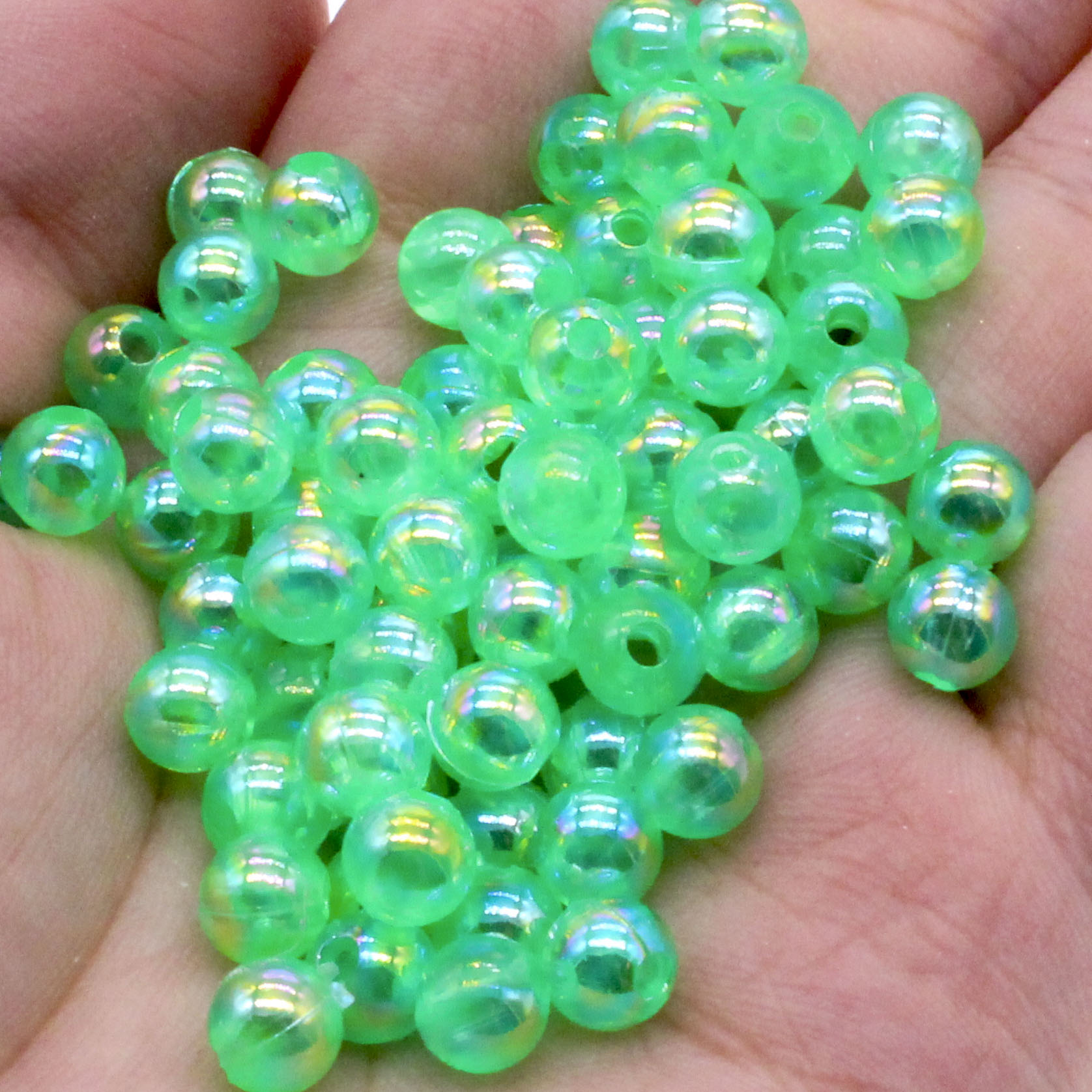 CHONGAI 6mm Light Purp Transparent AB Acrylic Round Ball Spacer Beads For Jewelry Making DIY Jewelry Accessories For Handicrafts: Light Green