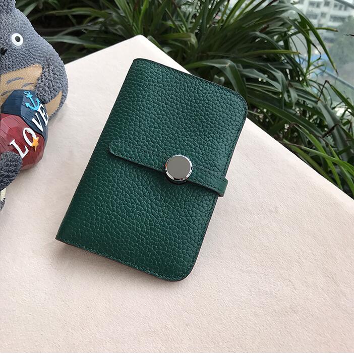 LOMANTINA Luxury Brand Women Wallet 100% Genuine Leather Short Cow Leather Lady Girls Deisgner Womens Wallets And Purses: 2201 Dark Green