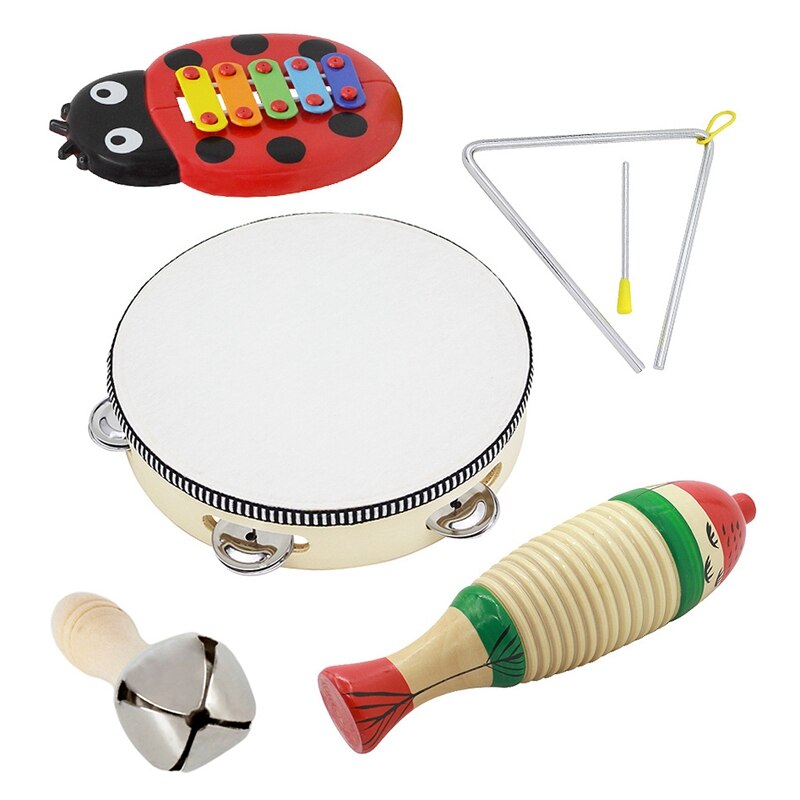 5 sæt orff musikinstrumenter sæt børn tidlige barndom musik percussion legetøj kombination børnehave læremidler