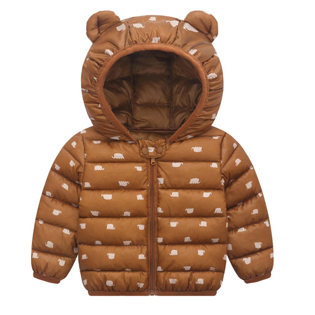 Coat For Girls Dot Print Zipper Hoodie Windbreaker For Girls Full Sleeve Hooded Winter Children'S Jackets Autumn Manteau Fille: Brown / 18M