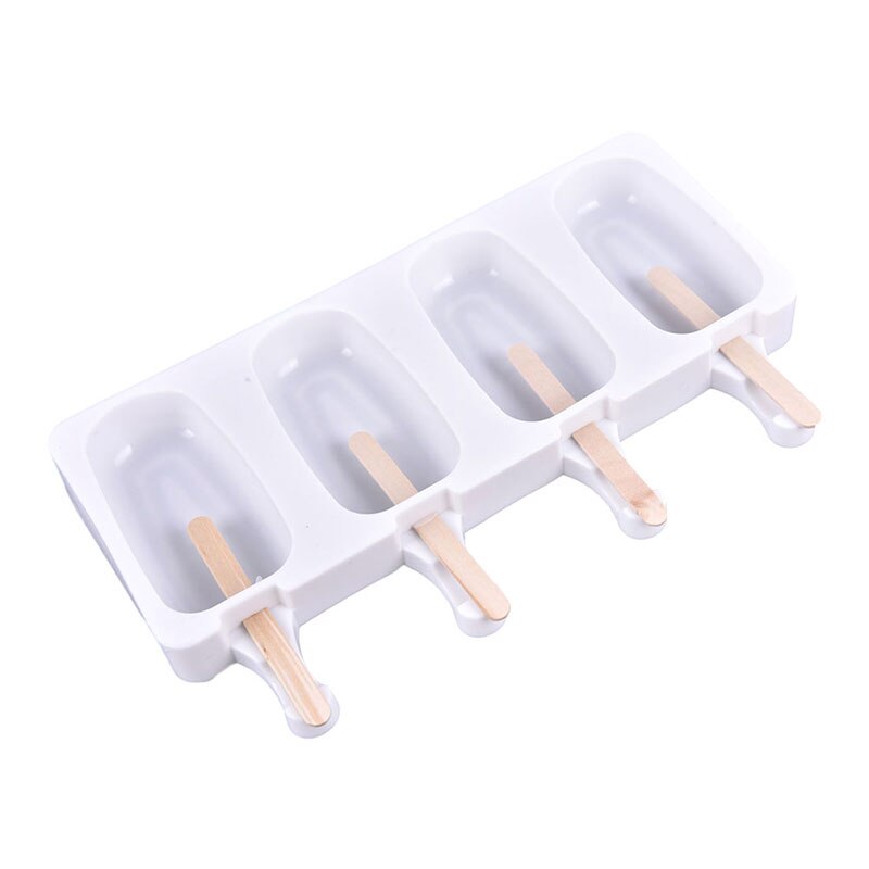 4 Cell Frozen Ice Cube Molds Popsicle Maker DIY Homemade Freezer Lolly Mould With Free Sticks