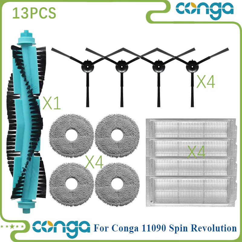 Fit For Cecotec Conga 11090 Spin Revolution Robot Vacuum Parts Roller Side Brush Hepa Filter Mop Cloth Rag Dust Bag accesorios: plum