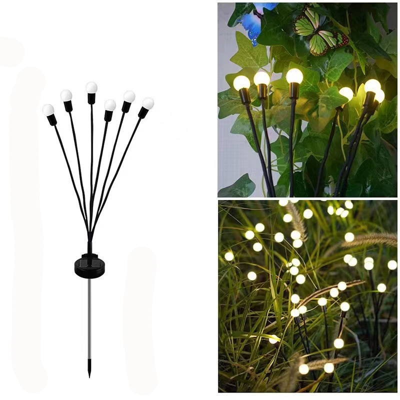 Outdoor Solar Lights LED Fairy Firefly Lawn Lamp Garden Summer Camping Party Wedding Yard Atmosphere Decoration: ROSE / 6-10W
