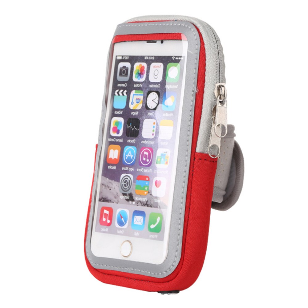 Ademende Zweet absorberende Doek Sport Armband Voor Iphone 7 XS Case Mobiele Telefoon Arm Bands Holder Op Hand 6.2 inch Telefoon Pouch: Rood