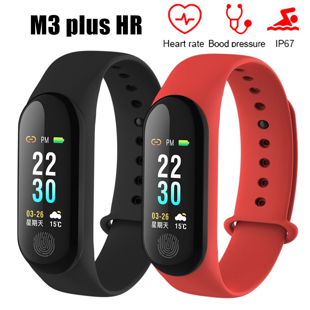M3 Plus HR Waterproof Heart Rate and Blood Pressure Monitor Fitness Tracker Neutral Smart Sports Bracelet For Android iOS