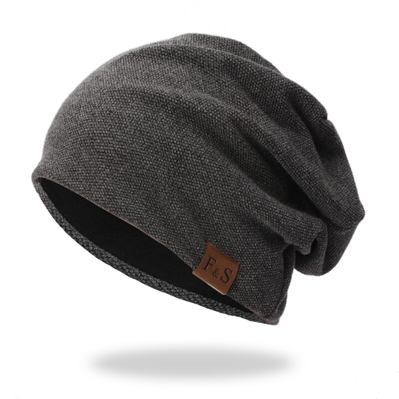 Unisex sombrero de esquí gorro de punto de algodón suave otoño invierno gorros deportivos invierno gorros de colores mixtos gorra al aire libre: Gris oscuro
