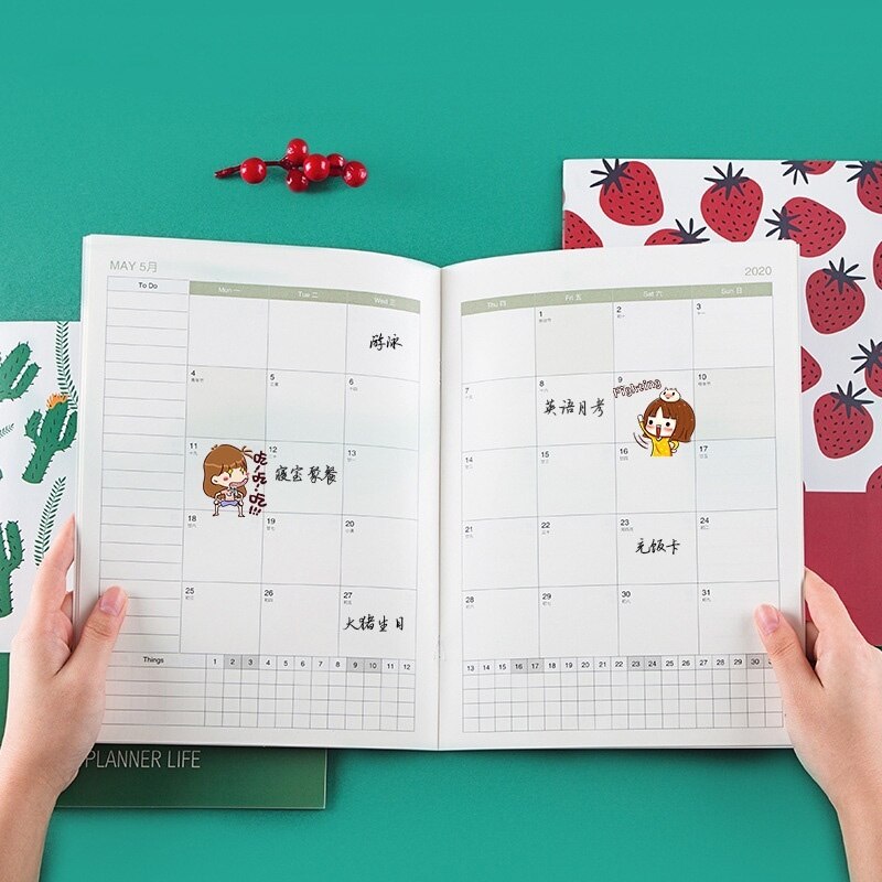 Agenda Planner Organizer A4 Diary Notebook and Journal Kawaii Fruit Weekly Monthly Note Book Back To School Travel Handbook