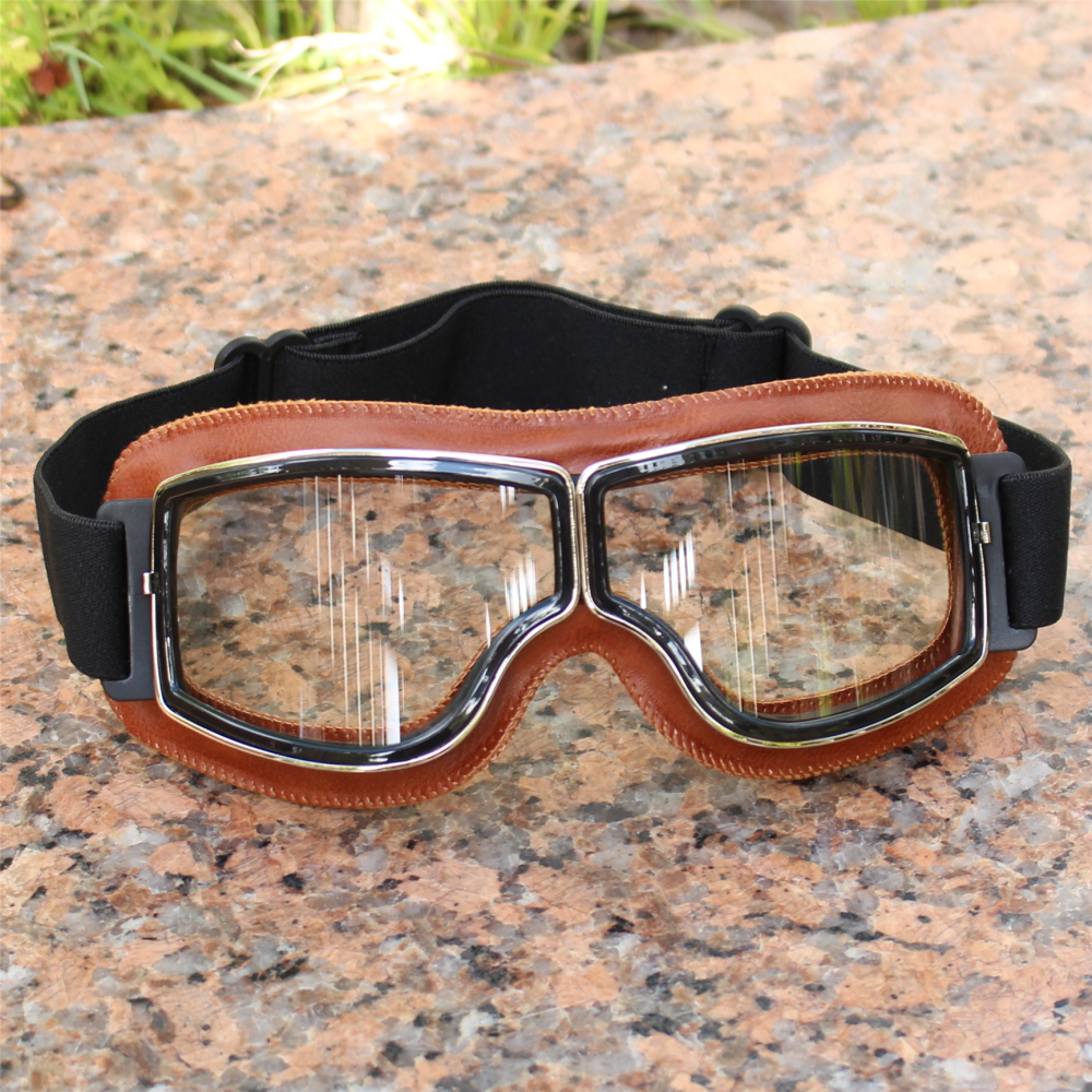 Vintage skyddsglasögon motorcykel läderskyddsglasögon cruiser fällbara skyddsglasögon nyaste solglasögon motocross säkerhet: Orange