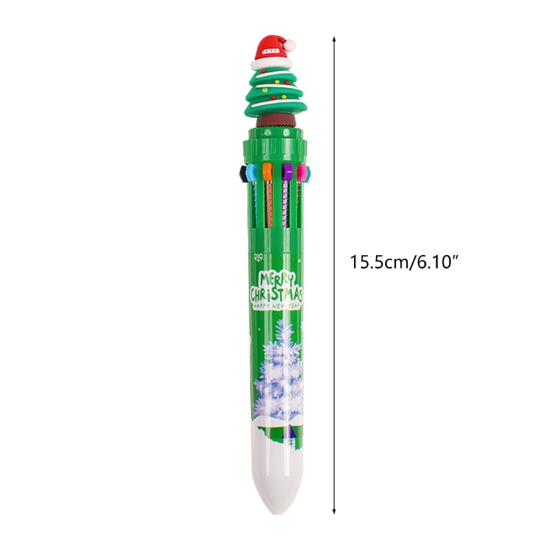 Weihnachtskugelschreiber, einziehbarer mehrfarbiger Stift, 10 Farben in 1 für freundlicher