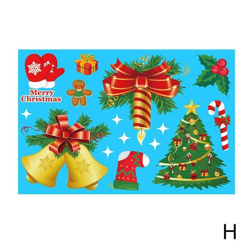 Merry Christmas Window Wall Sticker Santa Claus Deer Glass Window Xmas Static Sticker 2022 Year Decals Home Decoration: H