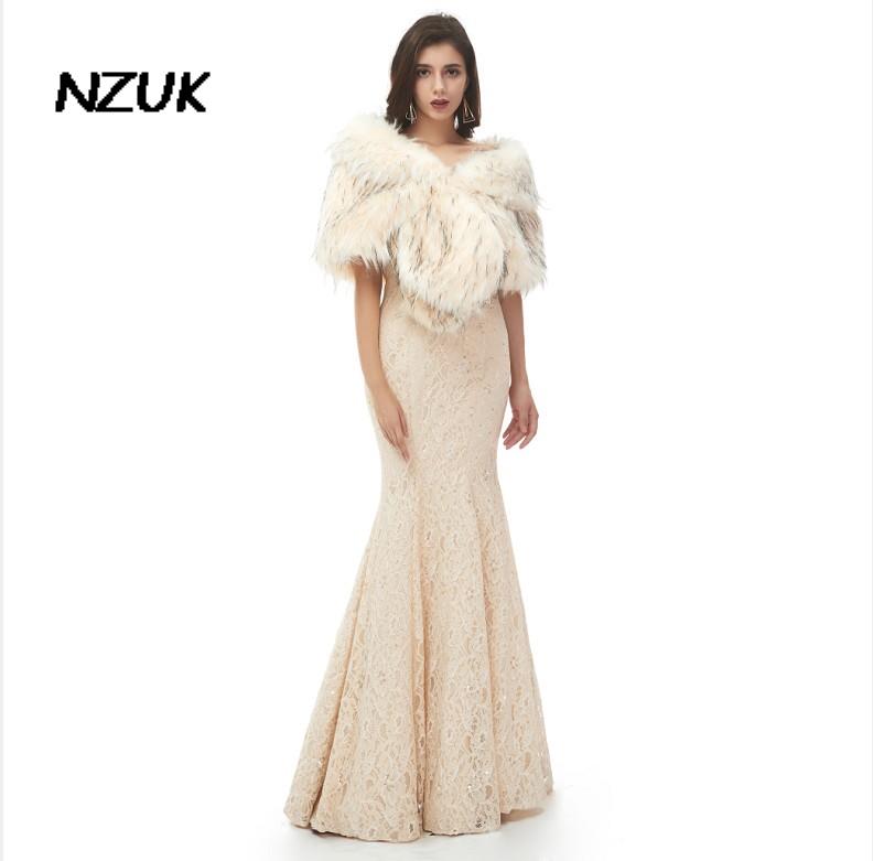 NZUK Peleryna panna młoda peleryna Faux futro szal robić opatulania się futra zimowego bolero suknia ślubna płaszcz imprezowy ciepły ślub kurtka kobiety akcesoria