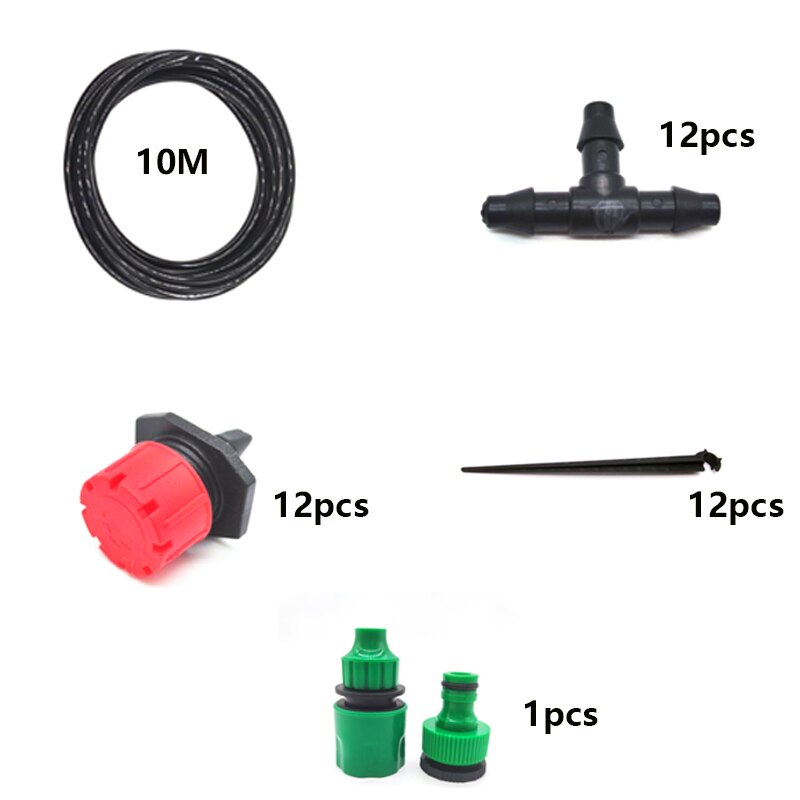 5m-20m diy drypp vanningsanlegg automatisk vanning hageslange mikro drypp vanning sett med justerbare drypper: 10m sett