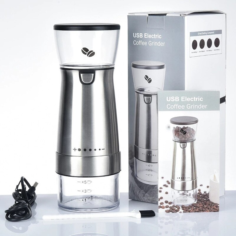 Electric Coffee Grinder Usb Charging Mill Stainless Steel Adjustable Coffee Bean Mill Pepper Grinding Machine Kitchen Gadgets