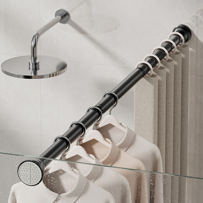 70–280 cm verstellbarer Wäscheständer aus Edelstahl ohne Bohren, Teleskopstange, Gardinenstange für Balkon, Badezimmer