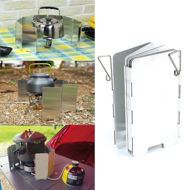 Protector de pantalla de viento de aleación de aluminio para cocina de acampada, estufa de Gas portátil y plegable para exteriores, 9 placas