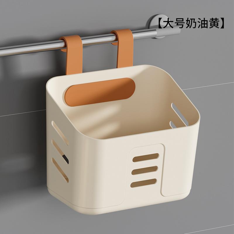 Kitchen Hanging Storage Basket Household Hanging Basket Bathroom Shelf Hangable Toilet Wall Hanging Plastic Kitchen Organizer: Pink