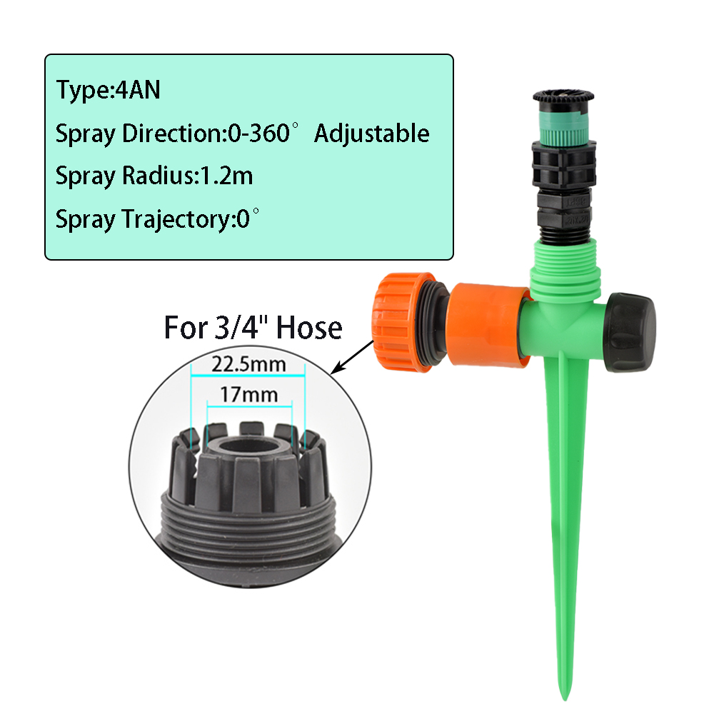 Tuinsproeier 0-360 ° Rotatie Irrigatie Bewateringssysteem Automatische Landbouw Gazon Boerderij Kas Plant Met Plastic Houder: Bruin