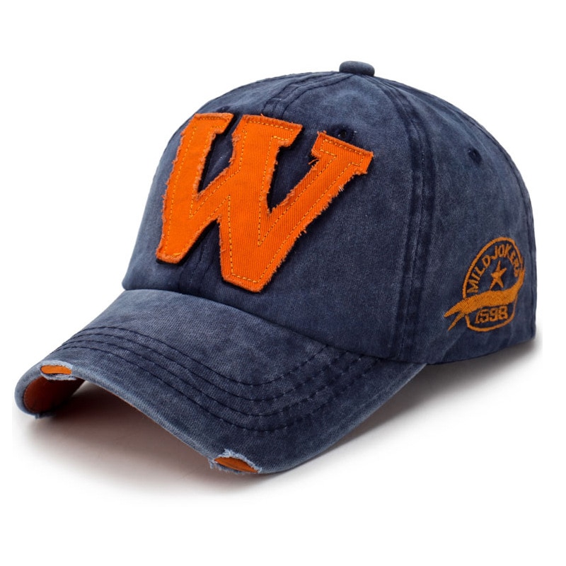 Bomuld letter w baseball cap retro udendørs sport hætter kvinder bone gorras vasket vintage far hatte unisex snapback hat