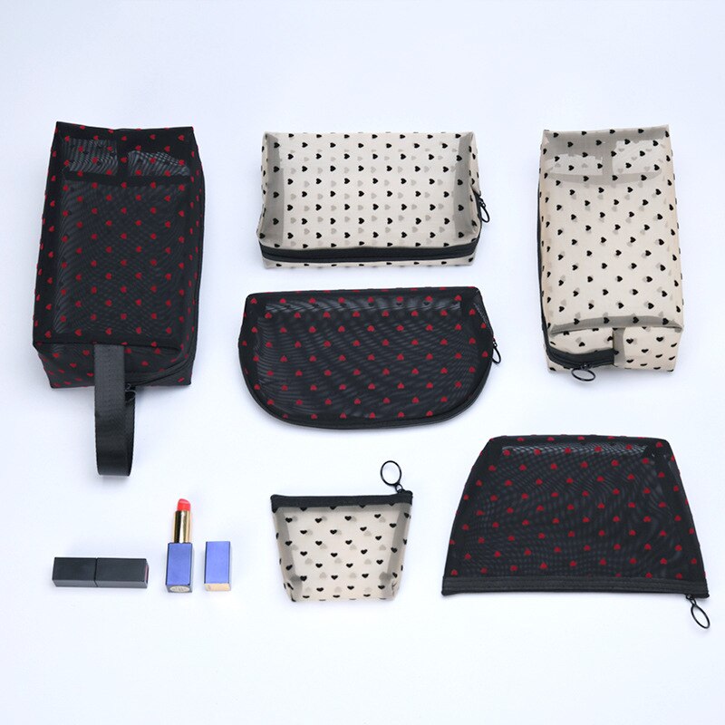 Bolsa con malla para cosméticos bolsa de maquillaje de viaje, torre de lavado, bolsas organizadoras de belleza, Kit de aseo de almacenamiento transparente, 1 unidad