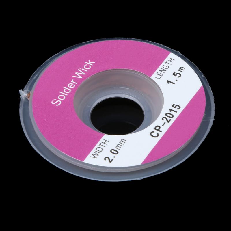 5 uds. 5 pies 2,0mm desoldador trenza removedor de soldadura Sucker Flux Wick Cable Línea alámbrica con flujo único No limpio