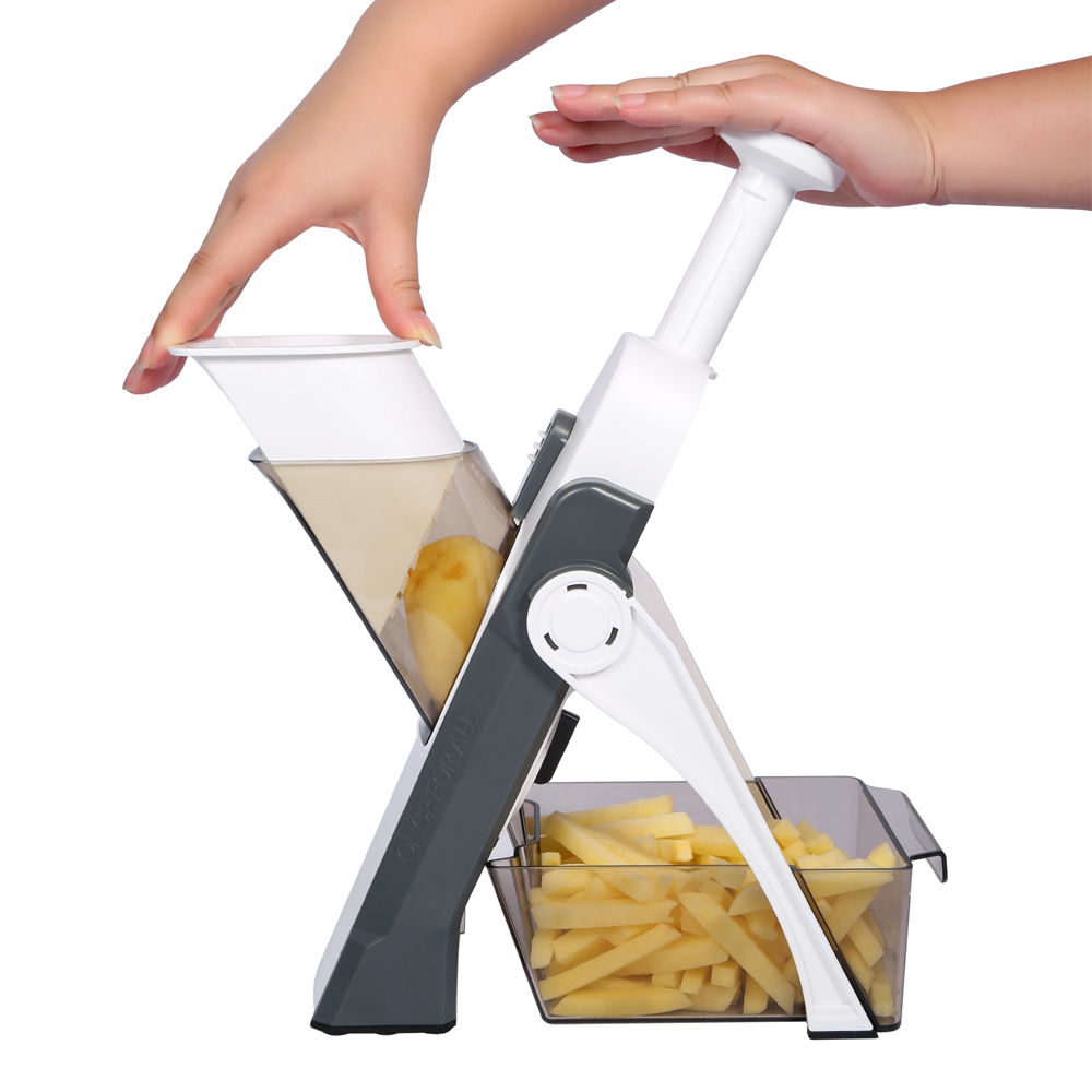 ONCE FOR ALL Utensilios de cocina para cortar verduras y patatas, trituradora de alimentos, rallador de frutas, espesar, Cortador Manual de zanahorias, accesorios de cocina: Grey