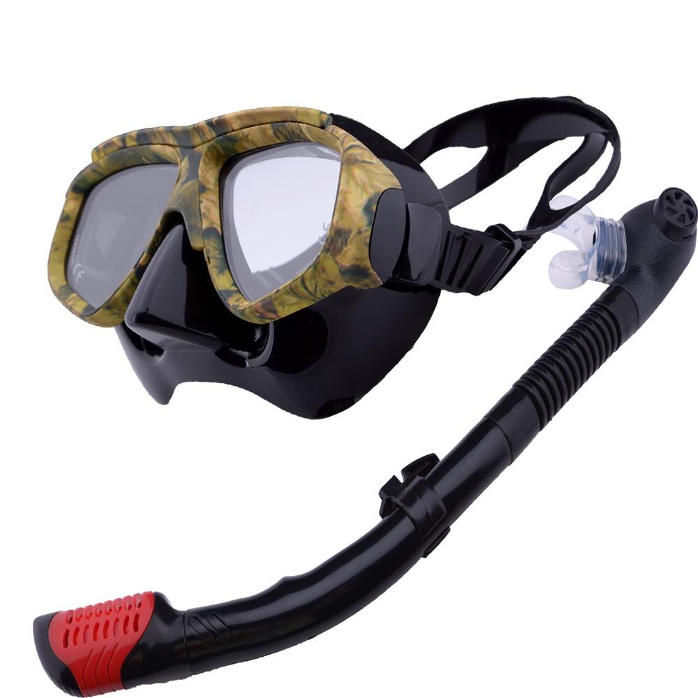 Diving mask snorkel Set scuba equipment kit dive snorkeling kits Tempered glass: Camo kit