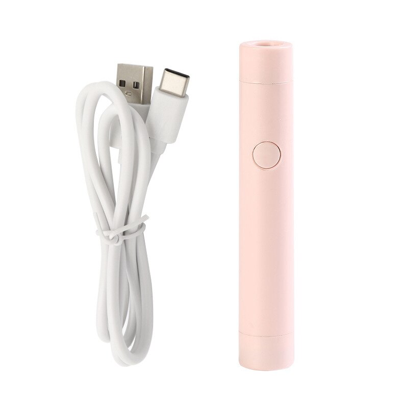 Mini batteri opbevaring neglelampe usb bærbar lommelygte pen type led lysterapi maskine ultraviolet negle bagelampe: Lyserød