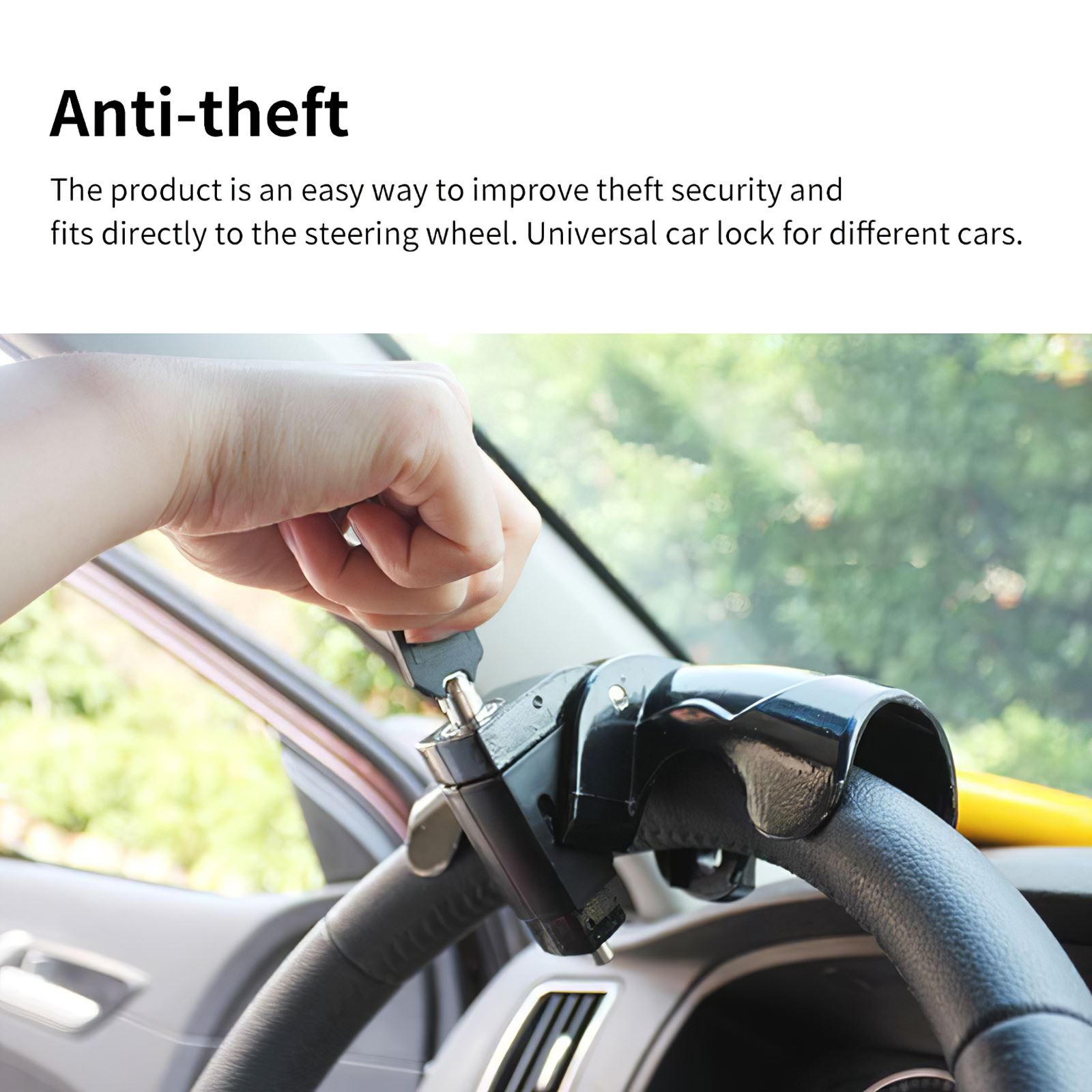 Car Security Steering Wheel Lock T Shape Security Lock Reliable Practical Easy to Use Universal for Steering Wheel Car