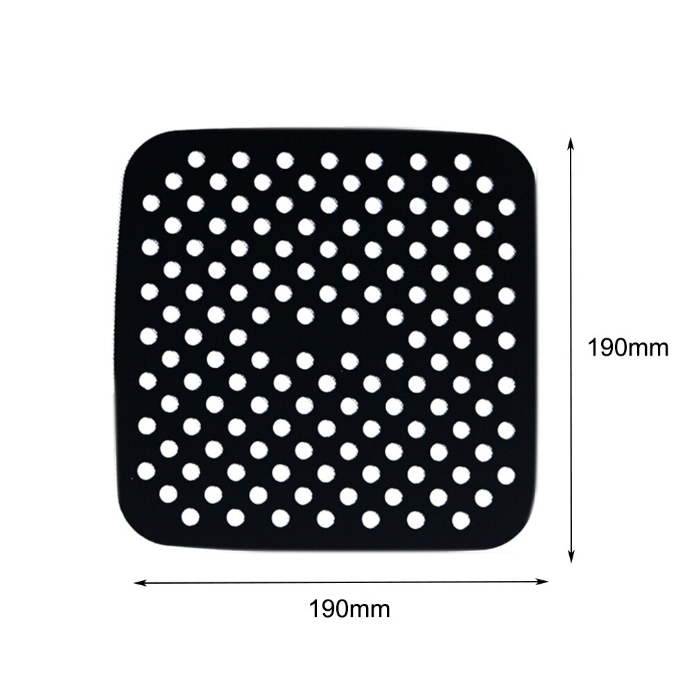 1PC Reusable Square Round Air Fryer Silicone Non-stick Durable Pad Scale Kitchenware Air Fryer Pot Mat Kitchen Accessories: Black 19x19 cm