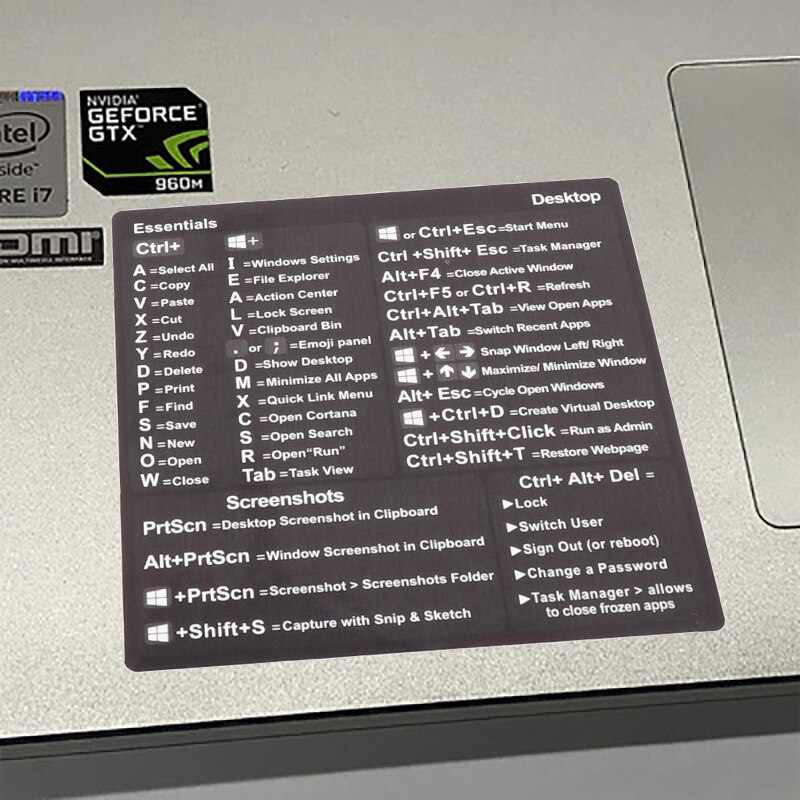 Windows PC Reference Keyboard Computer Shortcut Sticker Adhesive Removable Stickers For Quick Reference Keyboard Guide