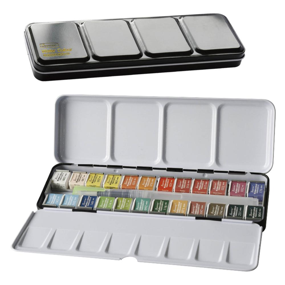 12/24/36/48 farver pigment solid akvarel maling sæt med pensel akvarel pigment sæt kunst forsyninger: 24 farver