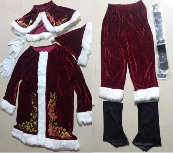 Recién llegado disfraz de Papá Noel de lujo para adulto mayor Navidad Cosplay de talla grande conjunto de traje de invierno