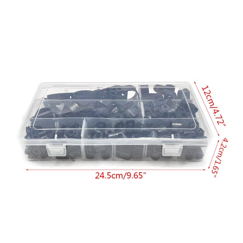 200pcs R type cable management clip cable fastener plastic clamp cable guide kit