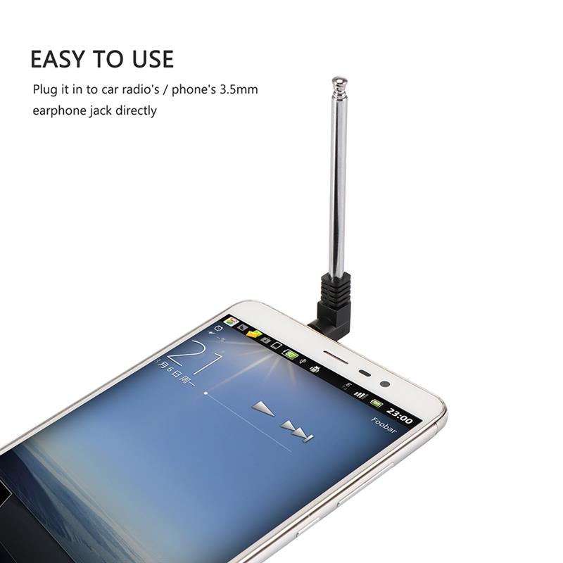 Onever 3.5mm FM Radio Receiver Antenna Retractable Aerial Stainless Steel Multi-Purpose Interface FM Radio For Car Mobile Phone