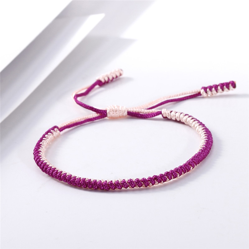 Original Multi couleur Bracelet tibétain bouddhiste chanceux à la main noeuds corde réglable Bracelets porte-bonheur & Bracelet pour femmes hommes bijoux