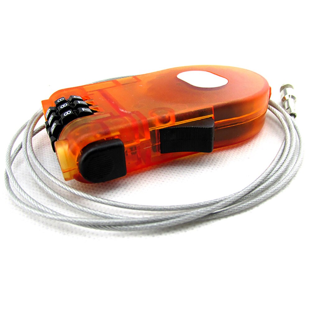 Password Code 3 Digit Rope Ski Anti Theft Padlock Pram Long Roller Cable Lock Mini Bicycle Parts Extendable Wire Security: Orange