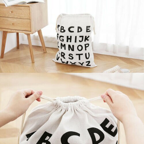 Cotton Linen Drawstring Sack Bag Food Clothes Outdoor Travel Storage Hand Bag