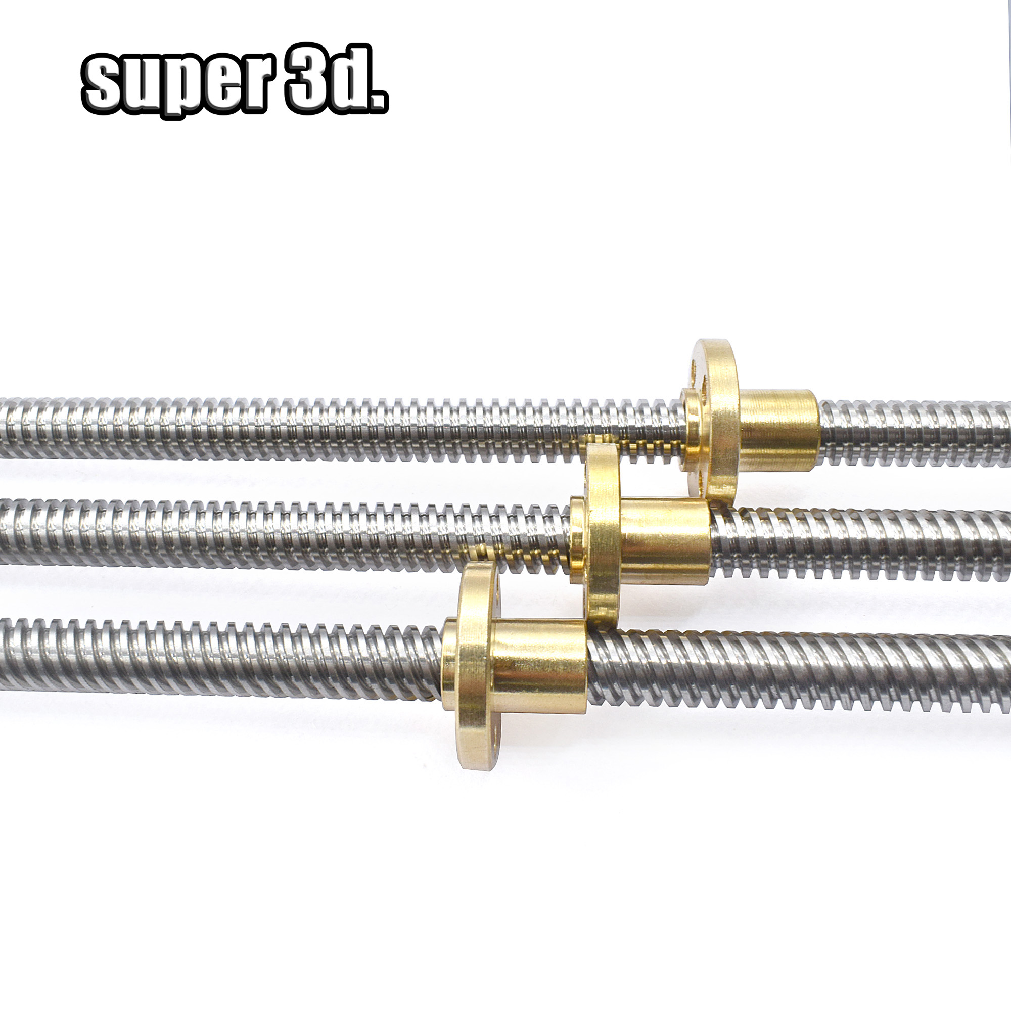 T8 plomo 8mm paso de varilla de tornillo 2mm diámetro 8mm 150 200 300 400 500 600mm varillas roscadas con tuerca de latón para impresora 3D cnc