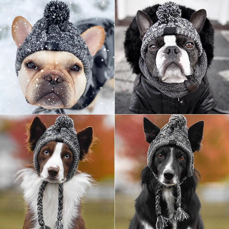 Berretto invernale per cani cappellino di capodanno cappelli divertenti cappelli natalizi cappello di lana per cuccioli con palla per cani di piccola taglia Bulldog francese prodotti per animali domestici