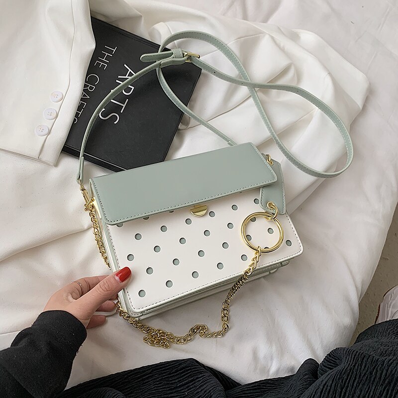 Kleine leder-umhängetaschen für damen, vintage-schultertasche mit kette, schlichte tasche, reisehandtasche und umhängetasche: Grün