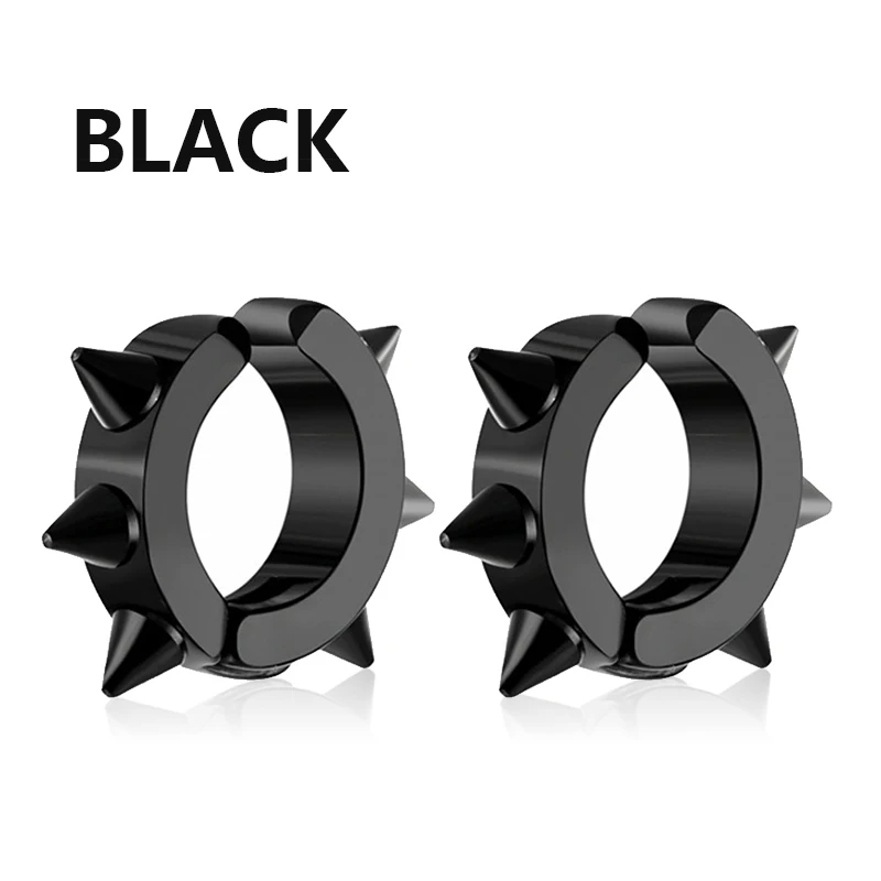 Pendientes Punk de acero inoxidable para hombre y mujer, aretes con tachuelas, estilo Hip Hop, gótico, 1 par: PLATEADO