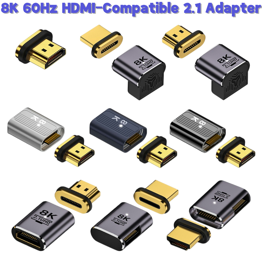 Adaptateur magnétique 2.1, 8K, Compatible HDMI, Extension magnétique, 8K/60Hz, 4K/120Hz, 48Gbps, pour ordinateur portable HDTV