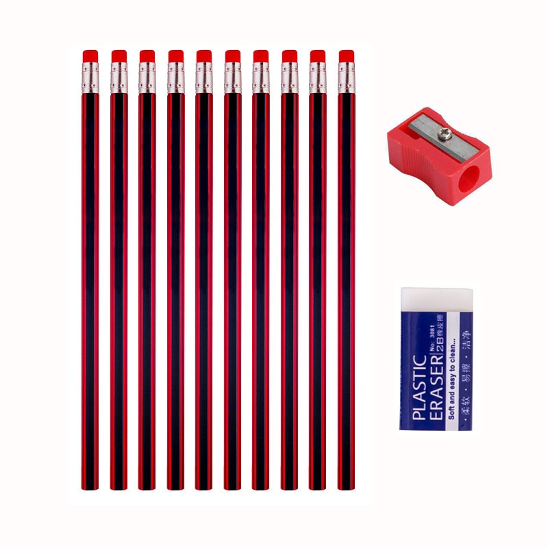 Drawing HB Wooden Lead Pencil 12pcs Painting Pencils/Sharpener/Eraser For School Office Student Writing Graphite Stationery